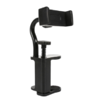 Guitar Phone Holder in Black with Adjustable Viewing and Clamp for Smartphone While Playing