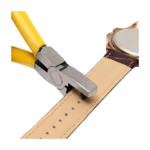 Handheld Leather Hole Punch Pliers with Yellow Handles for Watch Straps, Belts and Narrow Leather Straps
