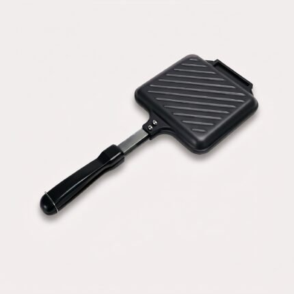 Toast Iron Classic Design for Crispy Sandwiches with Ribbed Cooking Surface and Long Handle