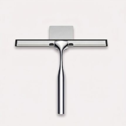 Window and Bathroom Squeegee in Stainless Steel with Rubber Blade and Hook for Drying and Hanging