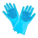 Dog Gloves in Blue and Pink for Brushing, Massage and Washing of Dog's Coat