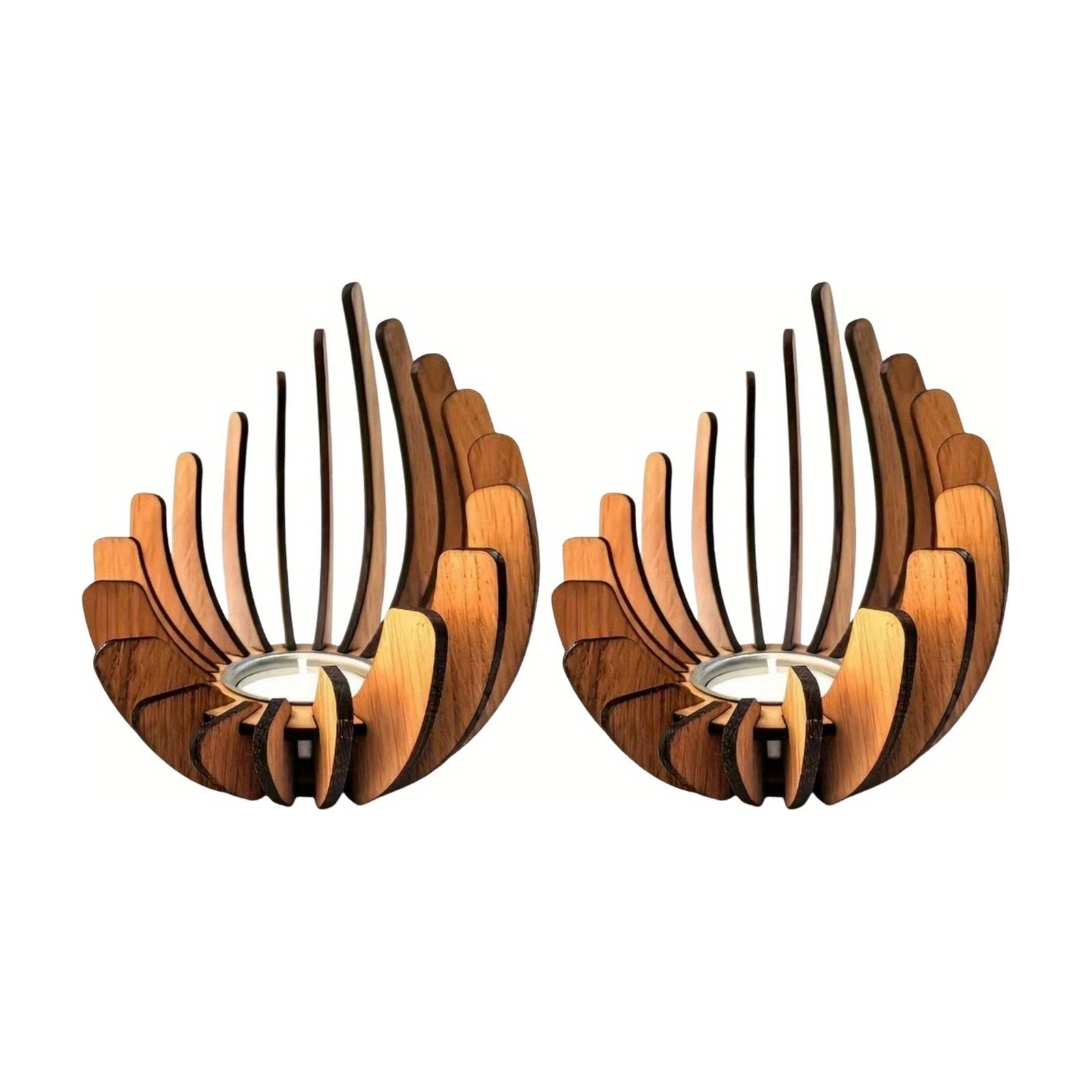Lotus Shaped Wooden Candle Holders for Tealights – 2 Pcs. Lotus Shaped Wooden Candle Holders for Tealights – 2 Pcs.