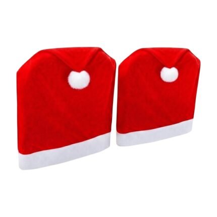 Plush Chair Cover for Festive Christmas Decoration at the Dining Table with Santa Hat Design and Cosy Look