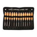 Wood Carving Set with 12 Pieces for Precise Wood Carving Work and Compact Storage in Black Case