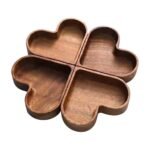 Heart-Shaped Wooden Serving Dishes – 4 Hearts Forming a Four-Leaf Clover for Snacks and Table Decoration