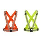 Reflective Safety Harness in Orange and Yellow - Adjustable Elastic Cross Straps for Running, Cycling and Walking