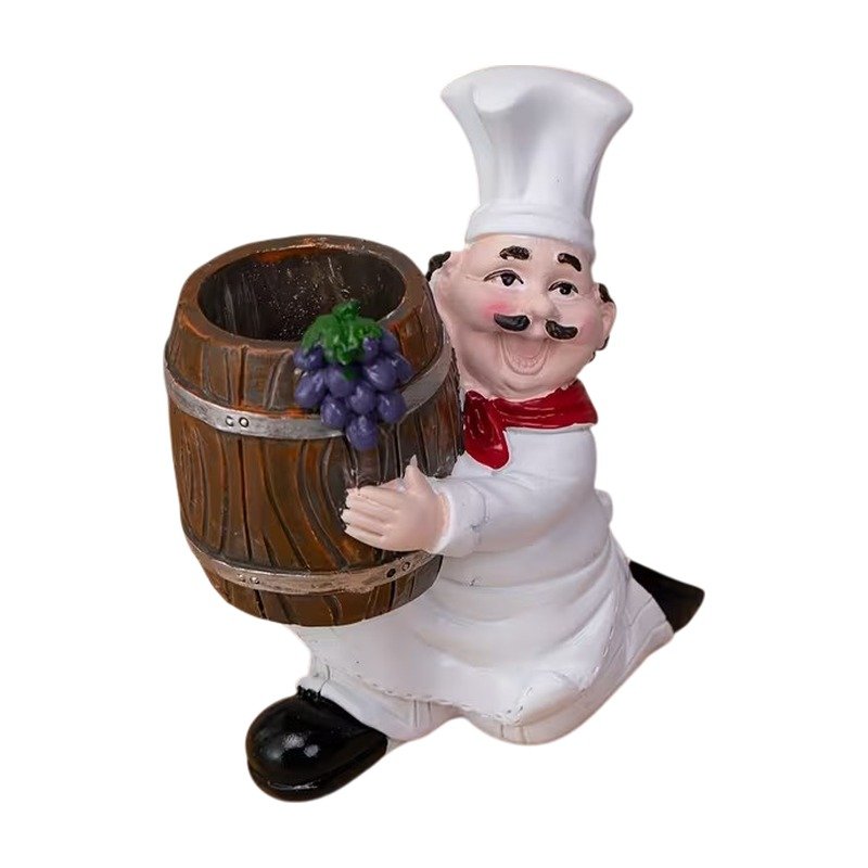 Toothpick Holder with Chef Figure and Barrel-Shaped Container