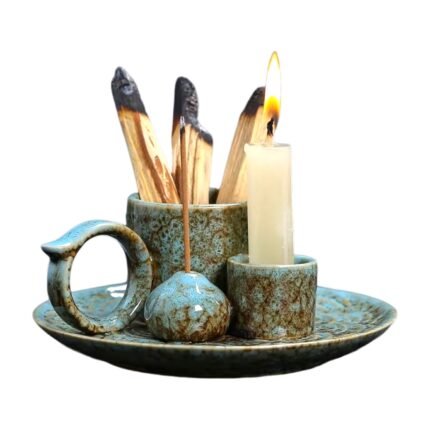 4-In-1 Ceramic Incense Holder with Handle and Ashtray