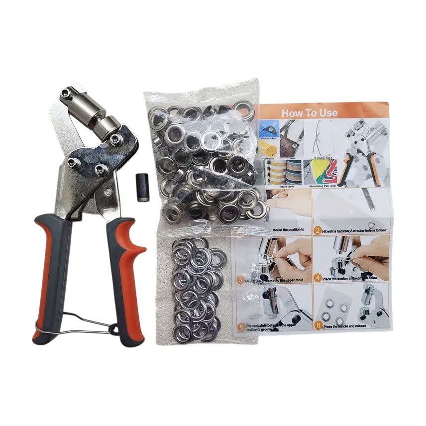 ef-52887-52888-fyld85 Eyelet Pliers with 100 Sets of Metal Eyelets – 10 Mm