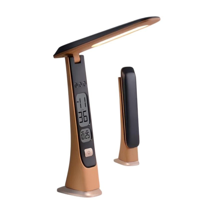 ef-53787-53788-fyld85 Foldable LED Desk Lamp with Clock and Rechargeable Battery